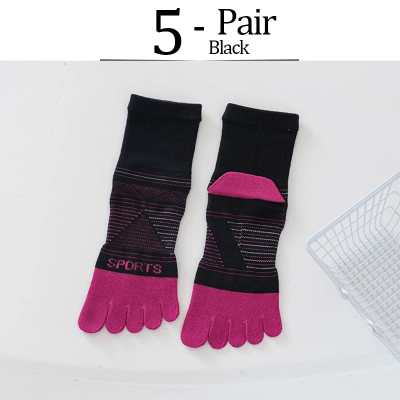 5 Pairs Men's Sports Five Finger Socks Colorful Compression Quick-Drying Sweat-Absorbing Fitness Cycling Hiking Split Toe Socks