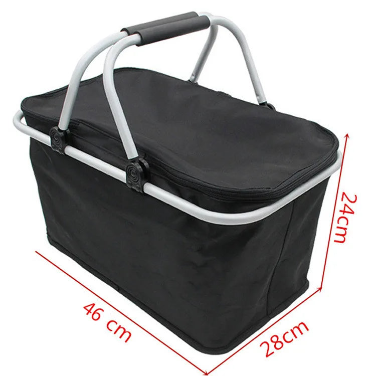Car Oxford Outdoor Picnic Insulation Storage Basket Refrigerated Food Delivery Box Folding Shopping Basket Trunk Storage Box
