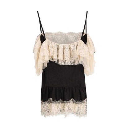 Women Lace Ruffle Cami Top - Cotton Blend Spaghetti Strap Camisole Vintage Frill Trim Y2K Tank Tops for Summer 2026