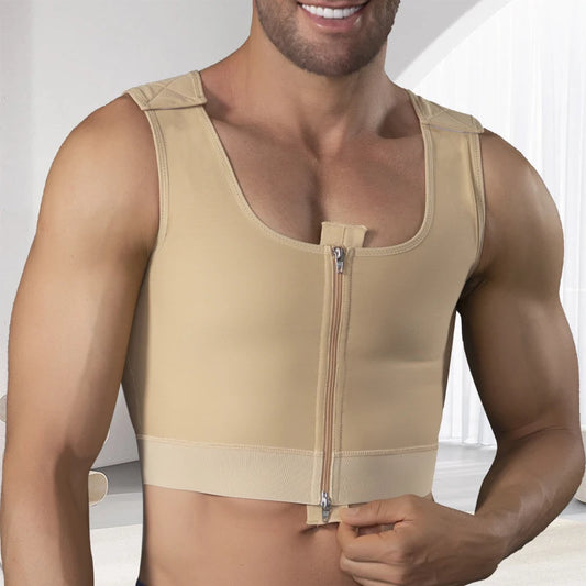 Slimming Body Shaper Vest Men Zipper Front Gynecomastia Chest Post Operative Sleeveless Compression Shapewear Top Faja