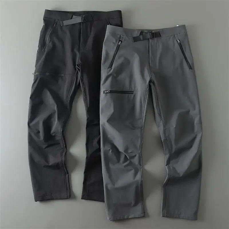 Outdoor Men's Casual Pants Windproof Wear-resistant Autumn Winter Soft  Zipper Pocket Waterproof Straight Leg Casual Pants
