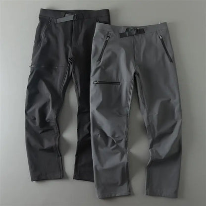Outdoor Men's Casual Pants Windproof Wear-resistant Autumn Winter Soft  Zipper Pocket Waterproof Straight Leg Casual Pants