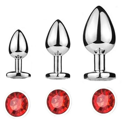 Rose Gold Rainbow Metal Anal Beads Butt Plug Set Colorful Crystal Mini Small Medium Large Anal Plug Jewelry Sex Toy Insert