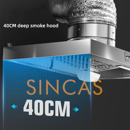 Stainless Steel Range Hood with Lighting Easy-Install Kitchen Exhaust Fan Suction Household Traditional Stove Ventilation System