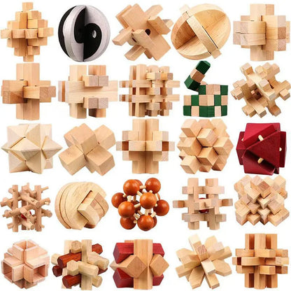 Classic Luban Lock Puzzle 3PCS Set Wooden Brain Teaser For Adults And Kids IQ Challenge Unlock Interlocking Educational Toys
