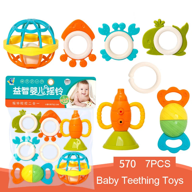 Baby Rattles Toys Set Infant Grab Shake Rattle Sensory Teether Babies Development Learning Music Toy Newborn First Birthday Gift
