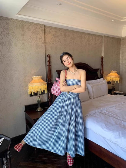 Thai Vacation Style Off-Shoulder Wrap Dress Women's Summer Design Sensation Waist-Cinching Tube Top Long Dress