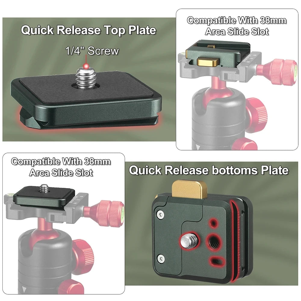 Camera  Arca Swiss Quick Release Mount Lock QR System Clamp Switch Kit for Tripod Monopod Slide DSLR Camcorder DJI zhiyun Gimbal