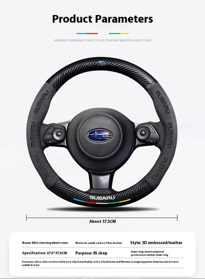 For Subaru STI Brz Wrx Xv Ascent Forester Outback Impreza Legacy Car Suede Carbon fiber Anti-slip Ventilate Steering Wheel Cover
