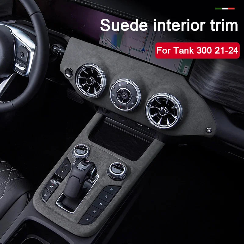TOP Suede Car Interior Panel Trim Decoration For Great Wall WEY Tank 300 2021 2022 2023 Gear Shift Cover Modification Accessory