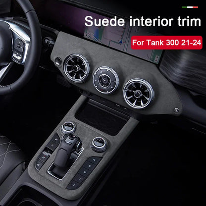 TOP Suede Car Interior Panel Trim Decoration For Great Wall WEY Tank 300 2021 2022 2023 Gear Shift Cover Modification Accessory