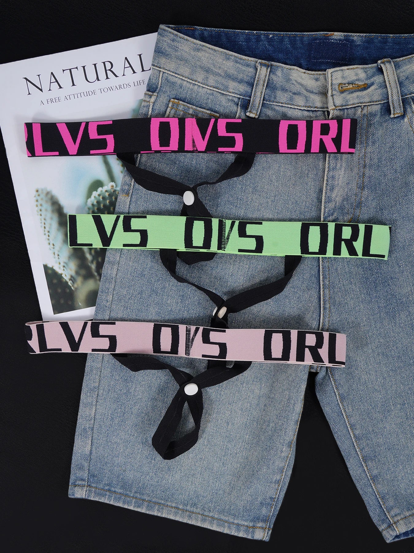 3 PCS Men's ORLVS Letter Waistband Sexy Jockstraps Multicolor Removable Snap Crotch Underwear