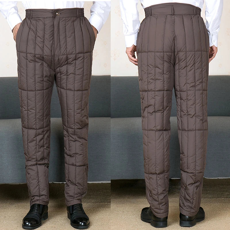 plus Size Dad Winter Cotton Pants High Waist Thickened Deep Crotch Elderly Warm Loose Elastic Waist Business Casual Style