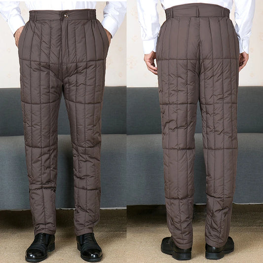plus Size Dad Winter Cotton Pants High Waist Thickened Deep Crotch Elderly Warm Loose Elastic Waist Business Casual Style