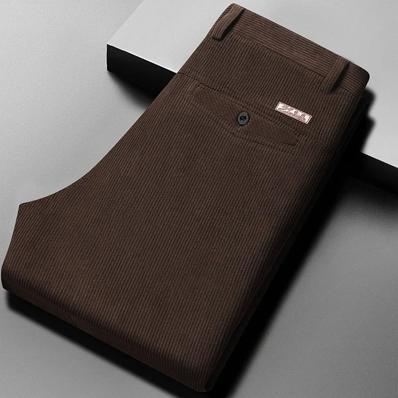 Corduroy Men's Straight Leg Warm Winter Pants Loose Fit Casual Trousers Comfortable Autumn Winter Fashion Trend Brand