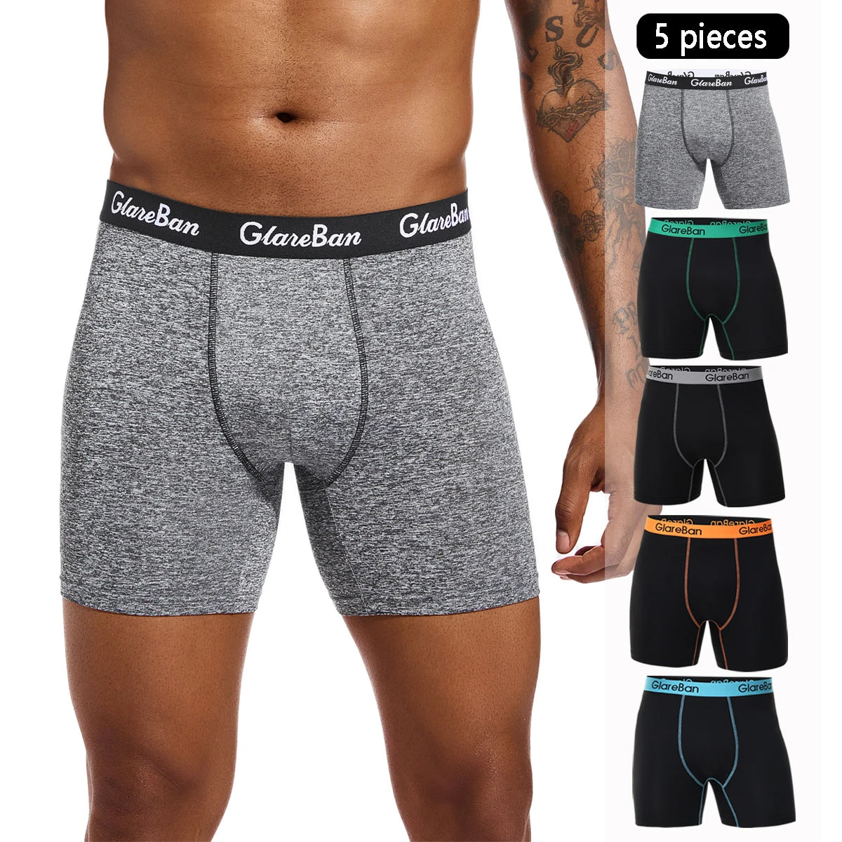 5pcs Set Mid-Long Boxer Shorts Halloween Underwear Male Underpants for Men Homme Boxershorts Slips Soft Panties Brand Sexy