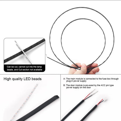 Symphony Car Ambient Light RGBIC Interior LED Strip Acrylic 213Color Neon Streamer Atmosphere Lamp 6/10/14/18/22 in 1 12V By App
