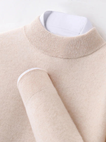 100% Pure Cashmere Men's Sweater Half High Neck Pullover Youth Business Casual Long Sleeve Jumper Spring/Autumn High-End Jacket