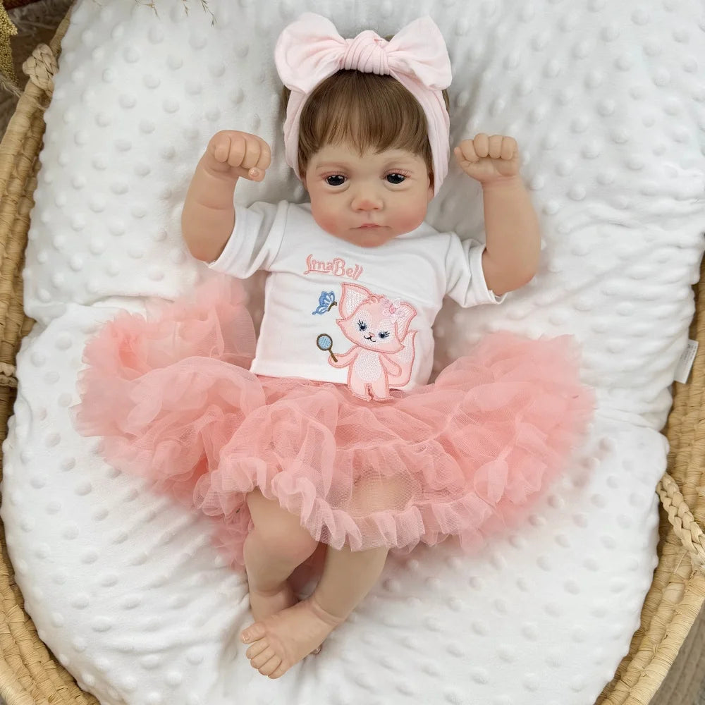 AONPENG 48CM Lifelike Reborn Baby Doll Toy 19inch Vinyl Limbs Cloth Body Lovely Handmade Birthday Gift for Girls