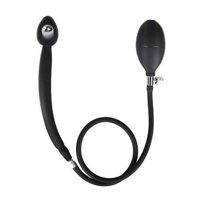 Silicone Magnetic Inflatable Butt Plug with Pump - Black Expandable Anal Stretcher, Prostate Massager Sex Toy for Men Women