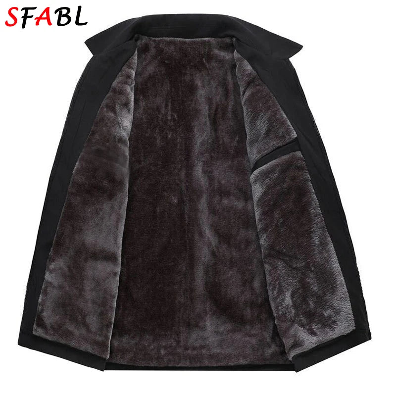 Casual Thermal Warm Winter Jackets for Men Business Blazers Coat Fleece Lining Men's Winter Jacket Luxury Parka Outerwear L-3XL