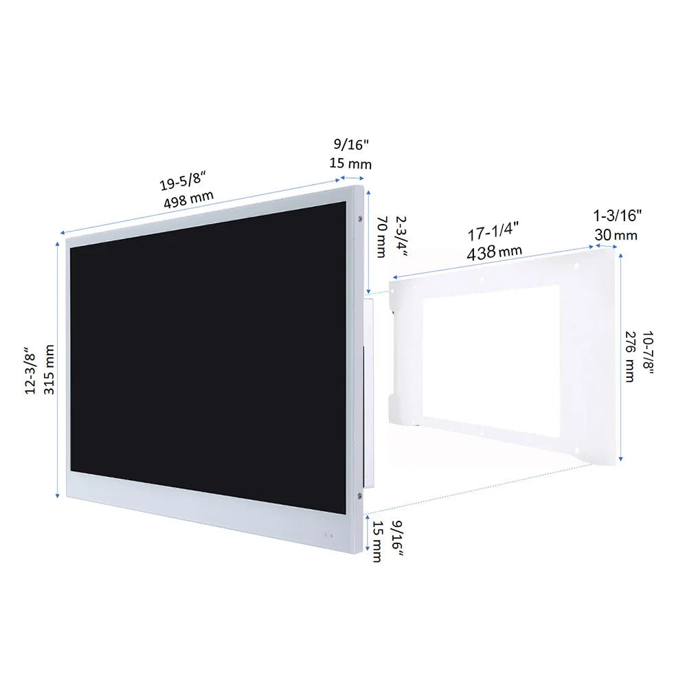 Souria 22 inches White Color Waterproof Bathroom SPA Hotel TV Built-in WiFi Bluetooth DTV Tuner Android IP66 Television