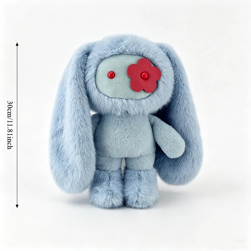 18/30cm Juju Rabbit Keychain Flower Eye Juju Rabbits Keyring Long Ears Bunny Keyring Cute Rabbit Pendant Halloween Birthday Gift
