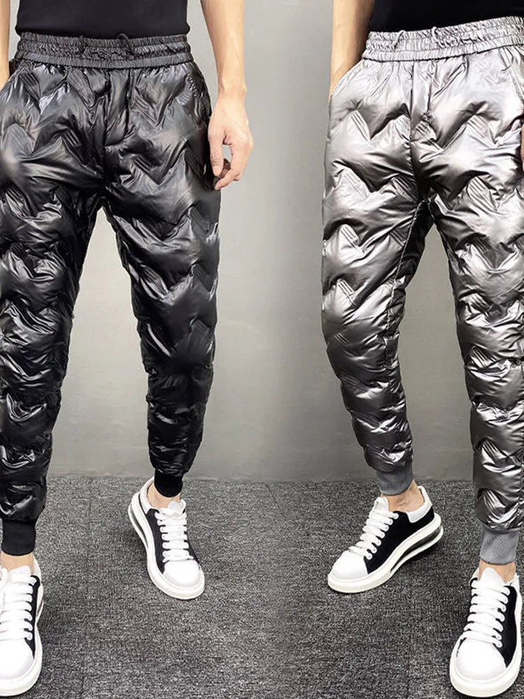 Autumn and Winter New Fashion Trend Solid Color Thickening Warm Down Pants Men's Loose Sports Large Size High Quality Pants