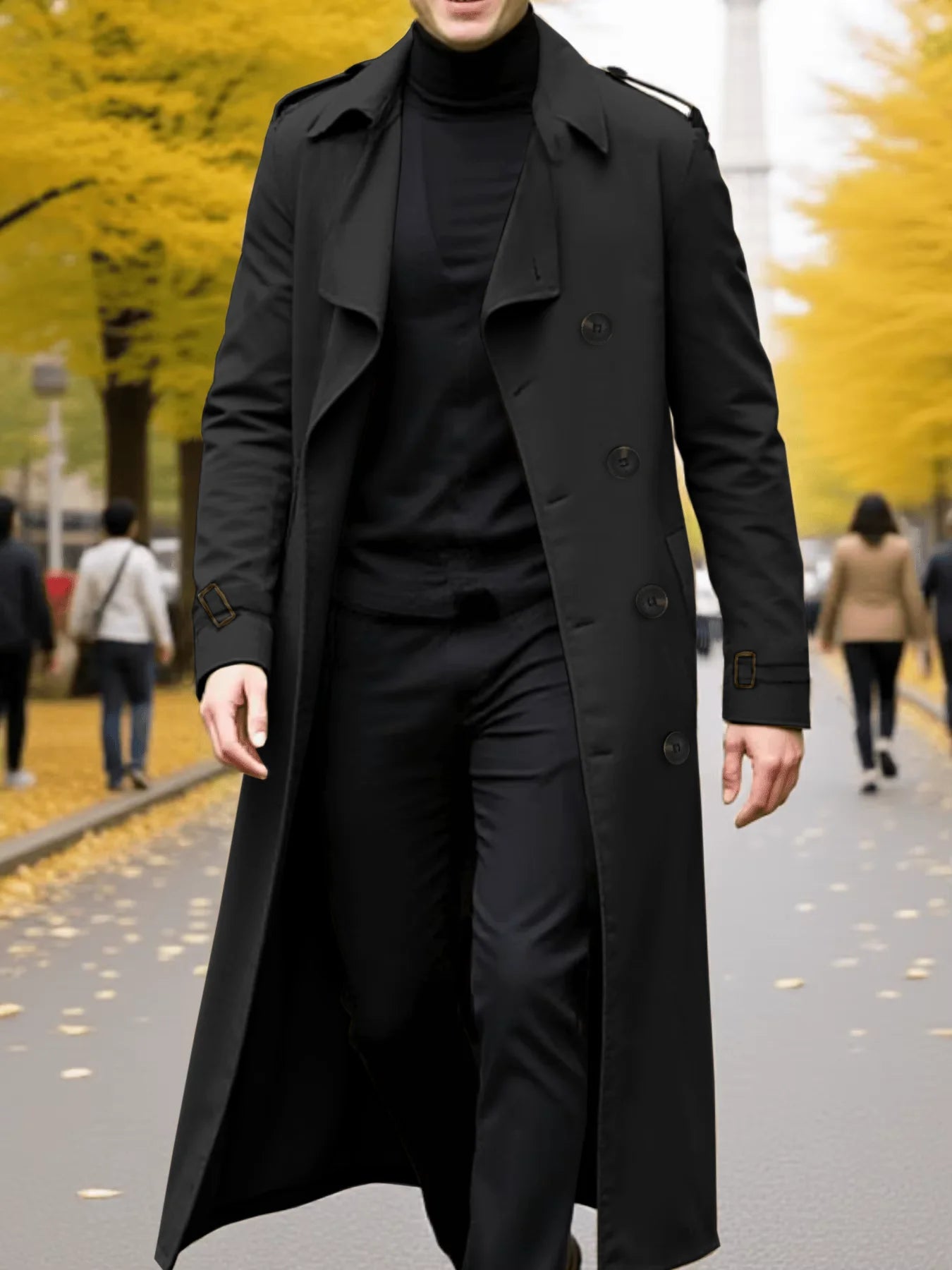 Men's Fashion Trench Coat For Autumn Winter Thickened Warm Outerwear Popular Style Commute Essential