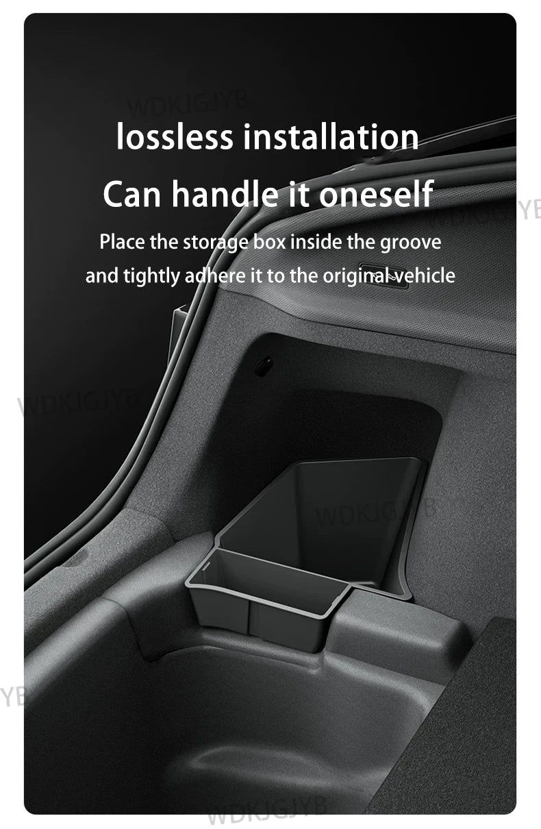 For Tesla Model Y Juniper 2025 Trunk Organizer Side Storage Box Boot Organizer TPE Storage Bin Anti-dirty Car Travel Accessories