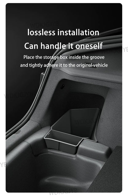 For Tesla Model Y Juniper 2025 Trunk Organizer Side Storage Box Boot Organizer TPE Storage Bin Anti-dirty Car Travel Accessories