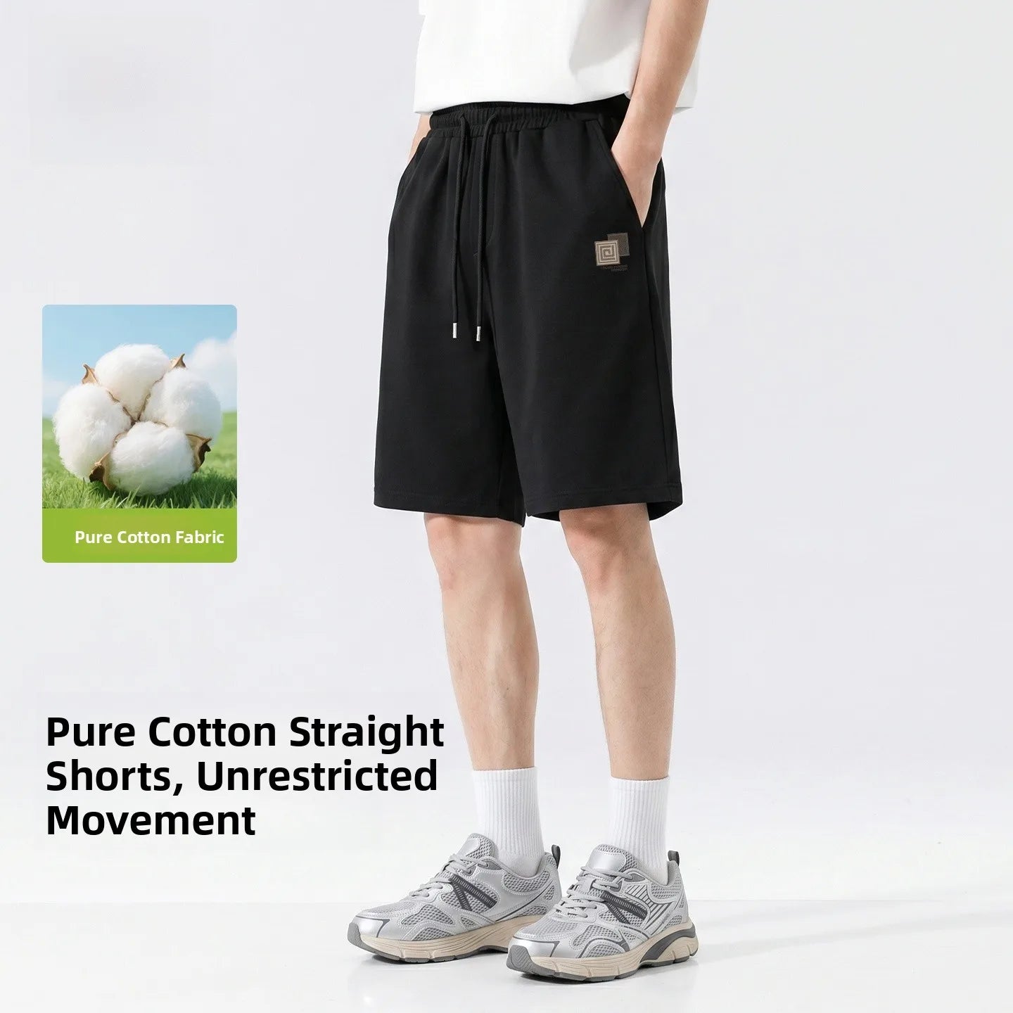 Baleno Men's Basketball Shorts Pure Cotton Sporty Casual Grey Summer Leisure Loose Fit Elastic Waist Short Length Pants