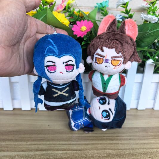 In Stock 10cm Cute Cosplay Anime Game Powder Jinx / Machine Herald Viktor / Caitlyn Kiramman Plush Toys Keychain Plushie Doll