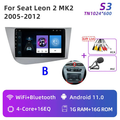 Jundof Car radio For Seat Leon 2 MK2 2005-2012 Carplay Android auto Qualcomm Car stereo Multimedia player 4G Wifi DSP 36EQ RHD