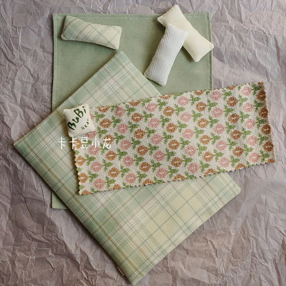 1/6 1/12 Doll House Model Furniture Accessories Cotton Bedding Set Bjd Ob11 Gsc Blyth Lol Miniature Dollhouse Sheet Quilt Pillow