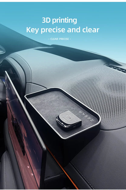 For Zeekr 001 2024 Storage Box Behind The Central Control Screen Navigation Screen Storage Alcantara suede Car Accessories