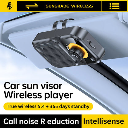 Bluetooth 5.4 Sun Visor Clip Handsfree Car Kit Wireless Audio Receiver MP3 Music Player Speakerphone with Button Support Siri
