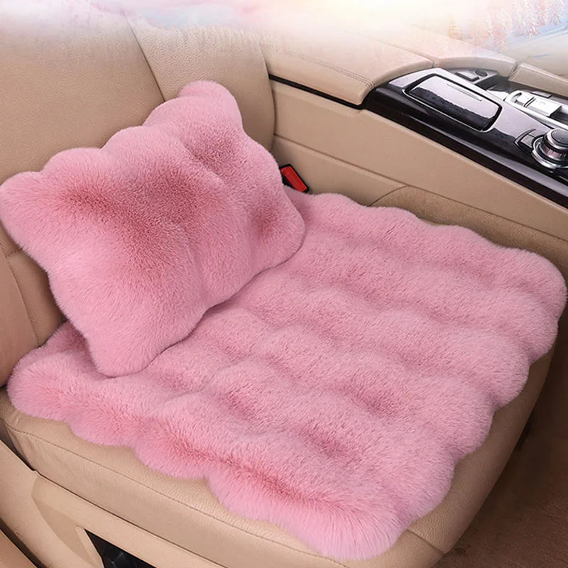 Winter Plush Rabbit Covers Car Seats Cushion Universal Keep Warm Ultra-Soft Auto Chair Protector Pad Car Interior Accessories