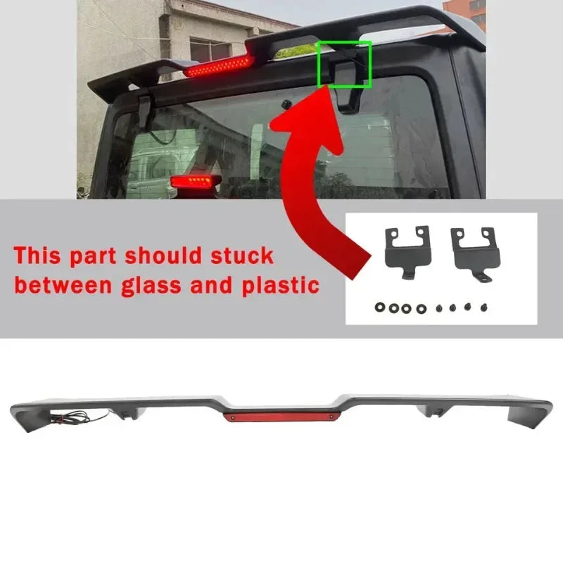 Car Rear Roof Lip Spoiler Wing with Brake Light Window Right Left Cars Tail Light Hinge Covers for JEEP Wrangler JK JL 2018-2024