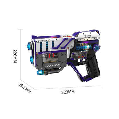 MOC Mechanical Pistol with Lights Building Blocks Set, Simulation Gun Model Assembly Toys Ornament, Birthday Gift for Boys