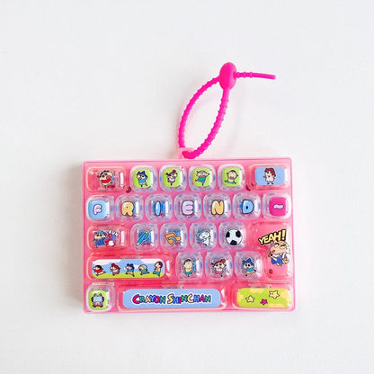 Crayon Shin-chan 26 Key Mechanical Keyboard Keychain Fidget Toy Cute Bag Pendant Stress Relief Gift for Kids Fans anime figure