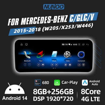 Android Auto Wireless CarPlay For Mercedes Benz C Class W205 GLC X253 V W446 Car Multimedia Navigation GPS DSP Qualcomm 680