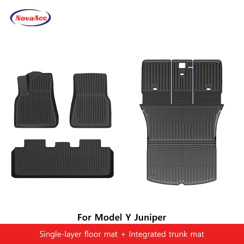 NovaAcc for Tesla Model Y Juniper 2025 2026 Model 3 Highland Floor Mats Trunk Mats Cargo Liners TPE All Weather Water Proof