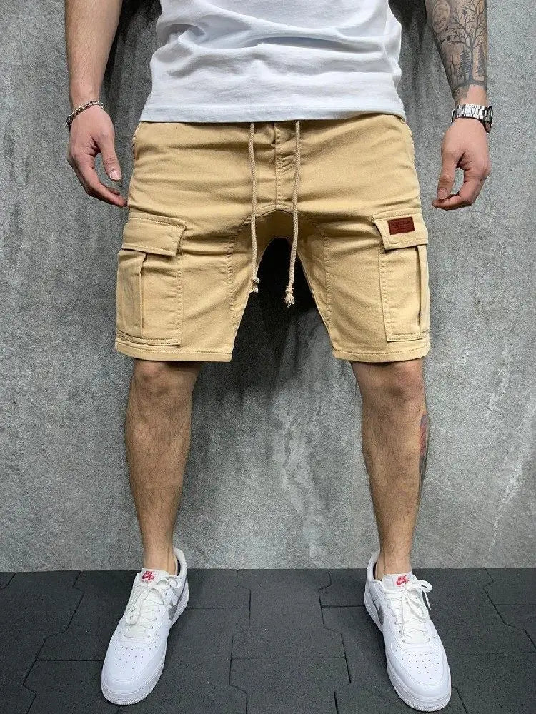 Men's Cargo Shorts Casual Work Pants Loose Fit High Street Short Pants Clothing Drawstring Sports Male Outfit Shorts
