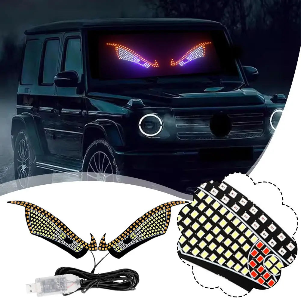 USB RGB Dynamic Big Devil Eyes Light for Cars Trucks, LED Window Screen Animation Sign Flexible Display Panel