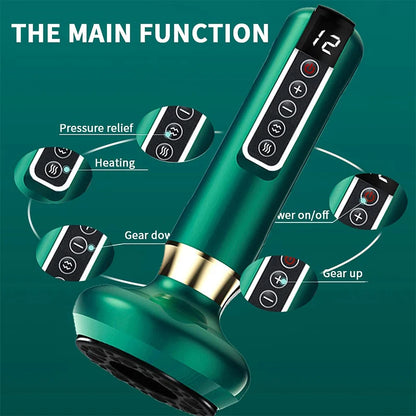 Electric Body Massager Cupping Device 12 Level Vacuum Cupping Cans Rechargeable Gua Sha Massager Heating Slimming and Fat Loss