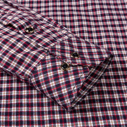 New Fashion Shirts For Men's Long Sleeve Spring Autumn Soft Regular-fit Brushed Single Pocket Checked Comfort Casual Plaid Shirt