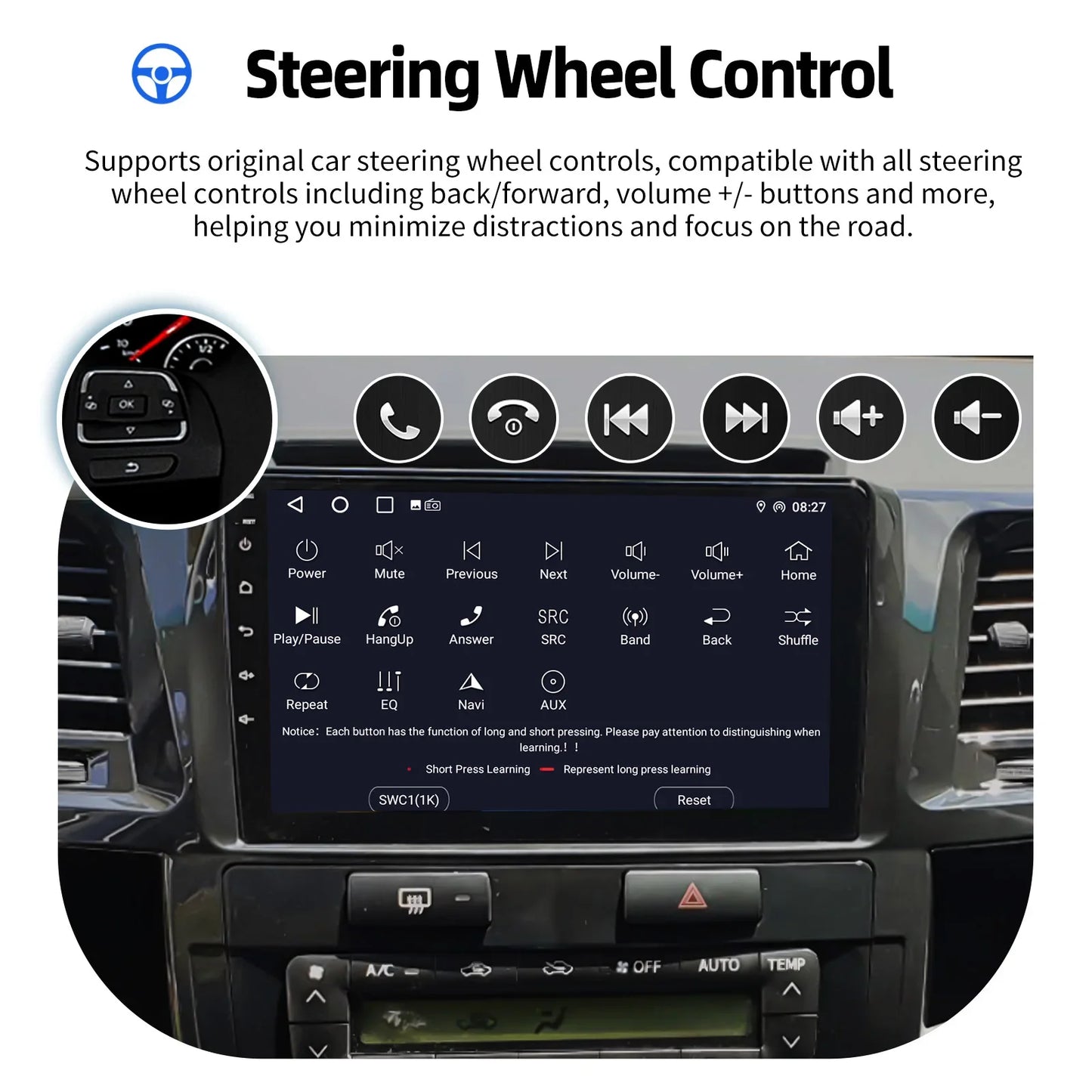 DAB+ 9“ Android 15 For Toyota Fortuner HILUX Revo Vigo N70 2007-2015 Multimedia Video Player Stereo GPS 2din Carplay Car Radio