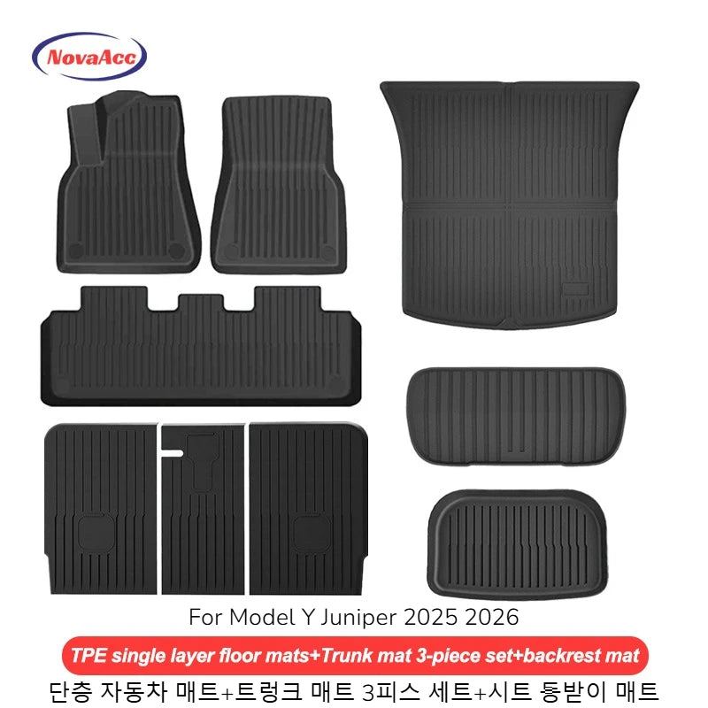 NovaAcc for Tesla Model Y Juniper 2025 2026 Model 3 Highland Floor Mats Trunk Mats Cargo Liners TPE All Weather Water Proof