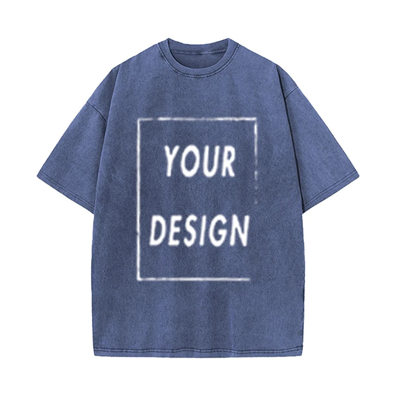 Men's and Women's Cotton Washed T-Shirt Custom Printed T-Shirt 230G Top DIY Your Favorite Pattern or Logo Fashionable Custom Top